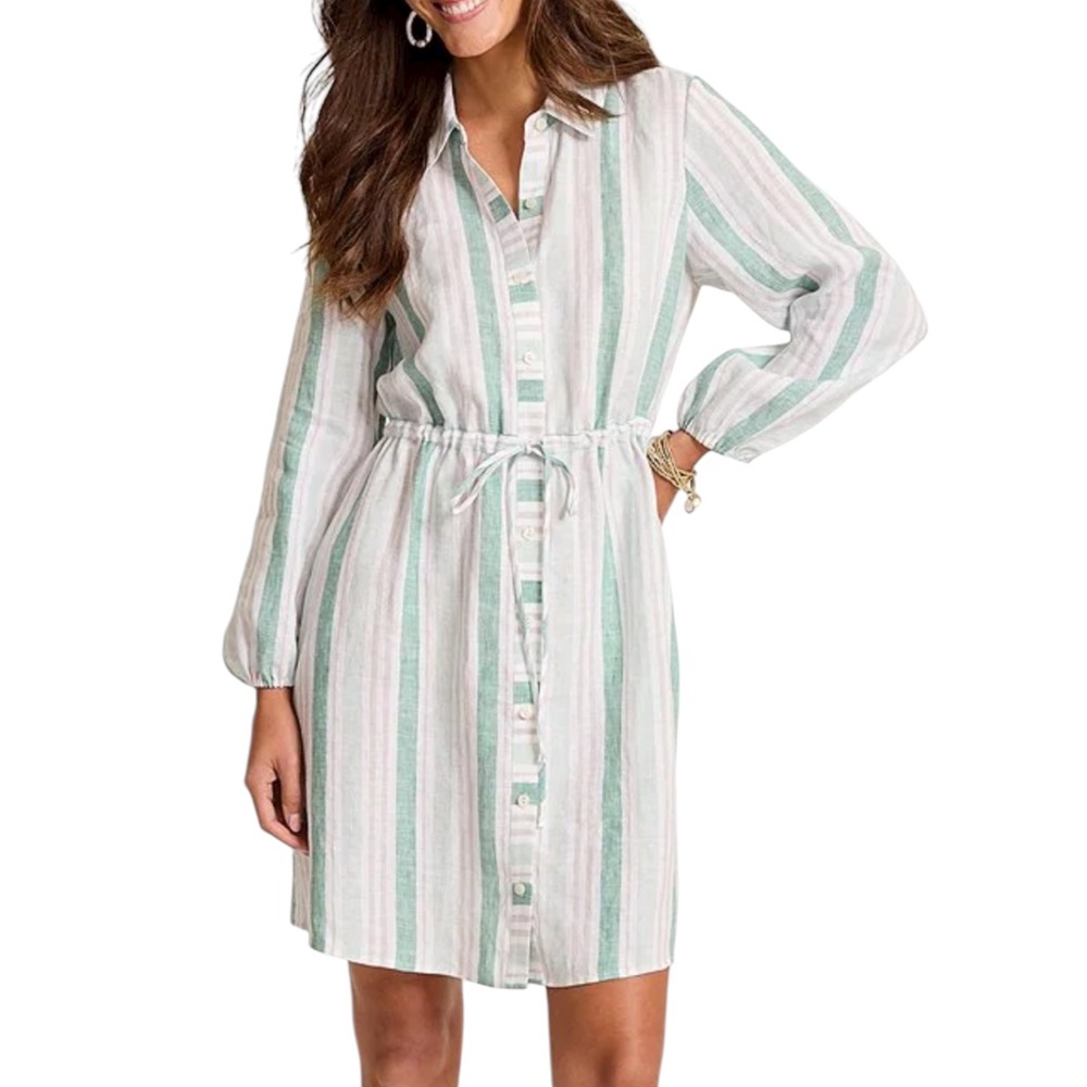 Tommy Bahama Linen Shirt Dress Small Silky Green NWT